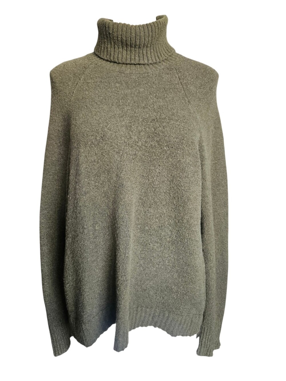 J. Crew Olive Green Turtleneck Sweater Wool Alpaca Blend Sz Medium Cozy Soft